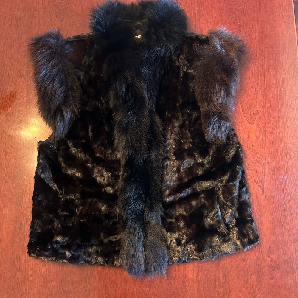 Saga Furs Dark Brown Black Fur Vest
